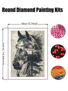 Diamond Art Kits For Adults, 5D DIY Horse Diamond Painting Kits For Beginners, Diamond Dots Gem Arts Crafts Kits For Living Room Bedroom Home Wall Decor Offices - Multicolor - View 8