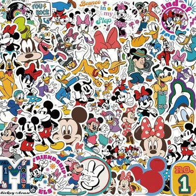 50pcs Mickey Mouse Stickers, Mickey Themed Party Favors, Mickey, Cartoon Stickers, Minnie Stickers, Waterproof Mickey Stickers, Suitable For Books, Diaries, Phone Cases, Laptops, Tablets, Water Bottles, Great For Holidays, Birthdays, Rewards Or Decorations