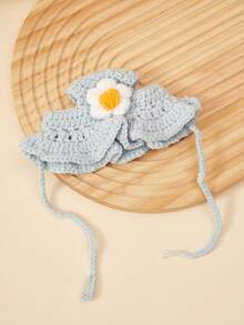 PETSIN 1顶手工针织小狗/小猫/青蛙造型宠物帽，涤纶材质，趣味派对头饰，适合小型猫咪佩戴