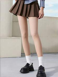 1 Peça Meia-calça Quente de 220g para Mulheres com Forro, Uso Casual Diário, Confortável e Quente para Outono/Inverno - Damasco - Visão 5