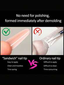 280片美甲延长模具，含甲片和底座 - 适用于亮面凝胶指甲油的按压式美甲片，无需纸张，适合DIY美甲美足（手部和足部） - 适用于专业美甲师和美甲沙龙 - 無色 - 查看 8