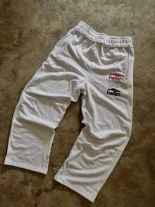 Pantalón Deportivo Wide Leg con Bordado de Letras para Hombre/Mujer, Estilo Hip-Hop Minimalista y Holgado - Elección de Moda en - blanco - Ver 7