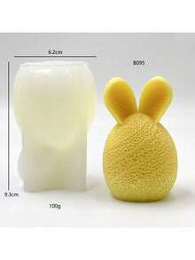 Molde de silicona con diseño de conejo y rayas para velas perfumadas de Pascua, molde DIY para decoración de piedras aromáticas con forma de huevo y conejo - Blanco - Ver 4