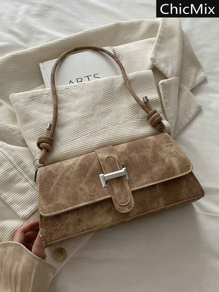 Túi đeo vai thời trang thanh lịch tối giản màu trơn cổ điển - Màu Khaki - Xem 1