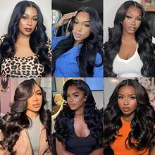 Glueless U Part Body Wave Human Hair Wigs For Women Malaysia Hair Machine Made U Shape Wigs 180% Density Middle Part U Part Wavy Human Hair Wigs For Beginner Friendly - Natural Black - Xem 7