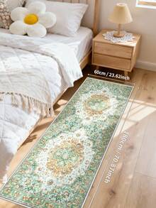 1PC Pastel Green Rugs,Bohemian Style, Crystal Velvet Jelly Base Runner Rug,800gsm, Non-Slip Backing, Area Rug, Mat For Living Room, Carpet For Bedroom, Machine Washable Low-Pile, Kitchen Hallway Dining Office, All-Season - Pastel Green - View 19