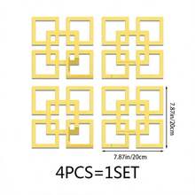 4 piezas Pegatinas decorativas de pared de arte DIY con efecto de espejo acrílico para sala de estar, comedor, dormitorio - Multicolor - Ver 3