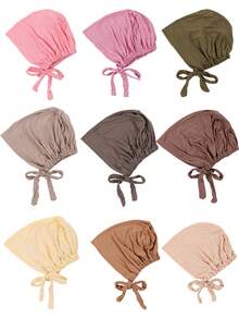 1 pieza Diadema elástica de modal de un solo color multicolor para uso diario, sombrero, regalo perfecto para la madre, amiga, gorro, gorro de dormir, turbante - sombrero con cordones - Ver 10