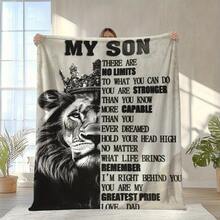 A Gift For My Dearest Son. Parents Love You Unconditionally. Flannel Blankets  Blankets Birthday Gifts Family Holiday Daily Couple Party Anniversary Wedding Souvenir Halloween Christmas Graduation Season Thanksgiving Bed Sofa - 多色19 - 查看 1