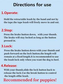 1pc 5m/3 Meters Retractable Dog Leash, One-Button Brake, Auto-Adjustable Length, Built-In Waste Bag Dispenser, Suitable For Medium & Small Dogs Walking - Multicolor - View 9