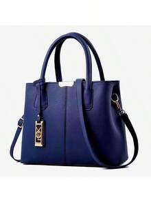 Minimalist Top Handle Bag - Navy Blue - View 1