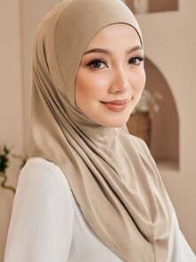 1pc Jersey Viscose High Elasticity Dual-Layer Round Edge Design Hijab Cap, Suitable For Muslim Women Daily Wear,Beach,Holiday - Multicolor - View 7