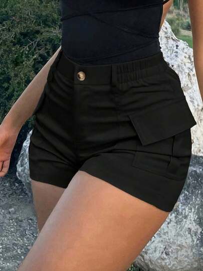 Men's Casual Solid Color Cargo Shorts, Summer