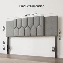Upholstered Tufted Headboard, 3 In 1 Headboard For Full/Queen/King Size Bed, Height & Width Adjustable Head Boards, Attach Frame, Study & Comfortable, Ideal For Bedroom, Dorm, Guest Room, Grey - Màu Xám nhạt - Xem 4