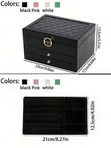 3-Layer Large Capacity Jewelry Box, Portable Jewelry Storage Box, Desktop Drawer Organizer, Stackable Storage Box, Suitable For Storing Jewelry, Earrings, Necklaces, Bracelets - Multicolor - View 3