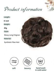 8 Inch Claw Clip On Messy Hair Bun Hairpieces Synthetic Black Brown Blonde Curly Wavy Hair Bun Donut Updo Chignon Hair Piece Hair Extensions For Women Girls - Multicolor - View 3