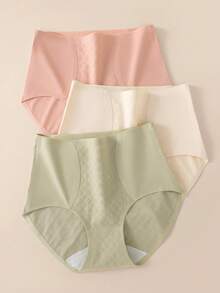 3pcs High Waist Women's 100% Cotton Breathable Panties, Ladies Triangular Briefs - Multicolor - View 12
