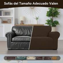 AMOROSA 3 Piezas Fundas Elásticas para Sillones Sala(1 plaza,2 plazas,3 plazas)Cubre Sillones para Sala,Cubiertas para Sillón Antideslizante y Resistente Lavable Fácil de Instalar Suave al Tacto y Resistente a la Suciedad Ideal para Salones Dormitorios Oficinas-Cafe - Café integral - Ver 6