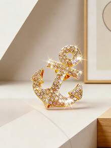 1 chiếc ghim cài áo kiểu hải quân cổ điển, huy hiệu pha lê lấp lánh sang trọng, hình dáng bất đối xứng, thích hợp cho dạ hội, hẹn hò, tiệc tùng, dạ tiệc và làm quà tặng. - Vàng - Xem 4
