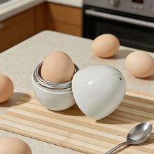 4 蛋微波炉煮蛋器 - 小巧便携，易于使用的厨房工具，适用于软煮蛋和硬煮蛋，可用洗碗机清洗，省时，蛋形设计