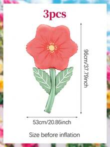 1/3pcs - Large Flower Balloons, 37-Inch Hand-Held Flower Balloons, Suitable For Birthday, Wedding, Valentine's Day, Shower, Mother's Day Party Decor, Anniversary, Proposal, Photo Shoot, Romantic Surprise Theme Decoration