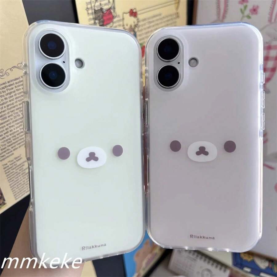 2026 Hot,Japan Korean INS Style Cute And Relaxed Bear Phone Case For  16 15 14 13 12 11 Pro Max XR XS 7 8 Plus MINI Y2K Lucky Cover.Christmas Accessories.Christmas Decor 17 Pro Max  Cases Cover De  Funda Para   17 Pro Case - 帶有蝴蝶結的黃色 - 查看 1