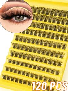 Set di ciglia finte individuali a grappolo D-Curl, lunghezza mista 8-16 mm, 120 pezzi, flessibili e morbide, voluminose, facili da applicare per principianti, riutilizzabili, perfette per trucco quotidiano e da festa, regalo di Natale, piccolo regalo carino per le donne, elemento essenziale da viaggio facile da trasportare - D - Visualizzare 2