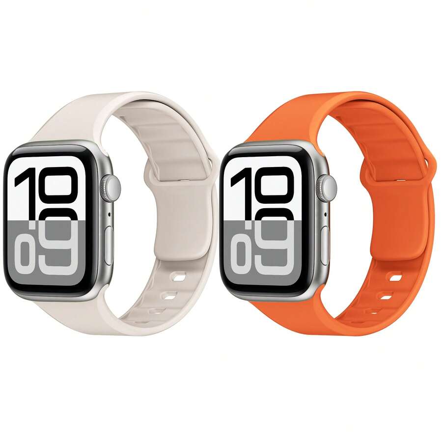 2条经典款兼容表带，尺寸可选38mm、40mm、41mm、42mm、44mm、45mm、49mm、46mm，硅胶防水表带，适用于 Series 11、10、9、Ultra、8、7、6、5、4、3、2、1、SE，男女通用 - 彩色 - 查看 1