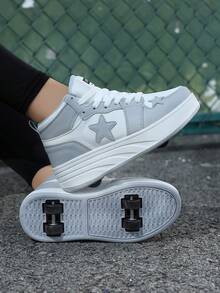 Teens Roller Skates With Detachable Multi-Function Outdoor Sports Shoes, Parkour Shoes, Roller Skates - Grey - View 1