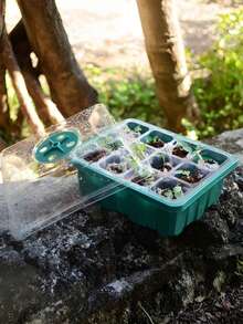 1pc-New 12-Hole Seedling Tray-Seedling Trays Seed Starter Tray-Multifunctional Seedling Planting Box-Gardening Tools And Flower Pots-Warm Moisturizing And Breathable Including The Lid Insulation Layer And Moisture-Retaining Plate - Green - View 4