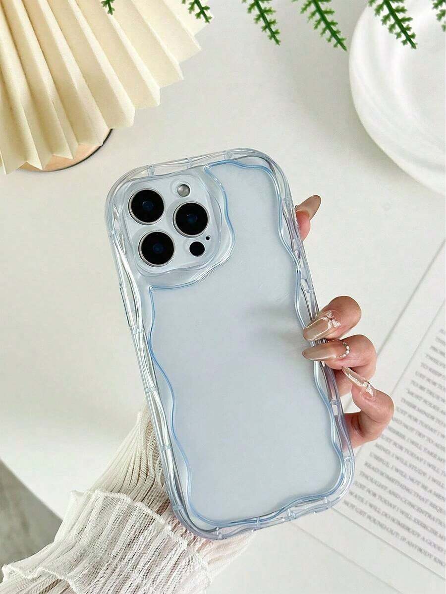 Cream Textured Wavy Edge Solid Color Shockproof Phone Case Compatible With IPhone 16/11/16pro/16plus/16promax/16e/15Promax/13/14/12/XS/XR/7G/8P, Compatible With Samsung Galaxy S25/S25PLUS/S25 Ultra/A16/A36/A26/A56/A50/A12/A32/A52/A72/A51/A21S/A13/A14/S24/S24PLUS/S24Ultra,S22/A52/A53/A54/A55S23/, Compatible With Xiaomi 11/12Pro/12/12X/13Pro/14Pro/15Pro/, Compatible With  10/9/Note9/12c/Note11pro/Note8Pro Waterproof Anti-Fall Scratch Resistant - 款式2(1pc) - 查看 1