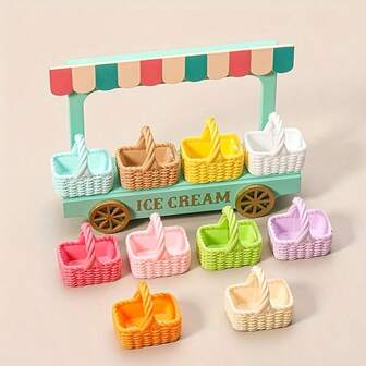 Set de 5/10 piezas de mini cestas de flores para decoración del hogar, accesorios decorativos de modelo de casa de resina, adornos para el alféizar de la ventana