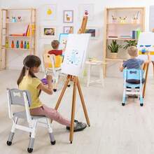 2 PCS Kids Chair Children's Stackable Desk Chairs Height Adjustable Toddler Chairs - Grey - View 2