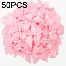 50 buc funde mari din panglică de satin, noduri, roz și albe, flori mici, cadou, cravată, decorațiuni de nuntă, fundă, DIY, petrecere de naștere, copt (Există o mică eroare de dimensiune și o mică diferență de culoare. Sunt necesare ambalare și livrare aleatorii) - 50 bucăți - Vizualizare 5