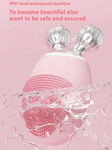 Electric Silicone Facial Cleansing Brush With 3D Roller Design, Lifting And Firming Facial Contour Cleansing, Electric Face Wash Device With V-Shape Slimming Vibration Massage Silicone Pore Cleaner Facial Cleansing Tool - Multicolor - View 10