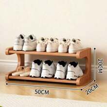 Space-Saving Bamboo Shoe Rack - Multi-Tier Storage Organizer For Closet And Entryway, Durable Wooden Design - Brown - View 3