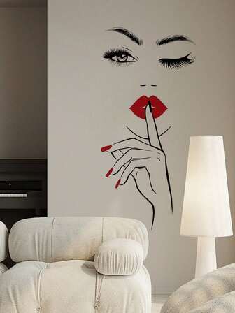 1개 섹시한 빨간 입술 걸 벽 스티커, 방수 데칼, PVC 소재로 제작, 적용 및 제거가 용이, 가정, 욕실, 방, 거실, 화장대, 욕실 장식에 적합