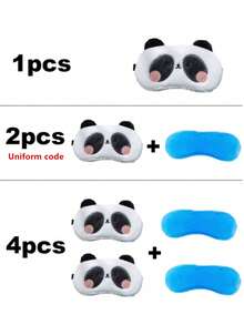 2pcs Set (1 Panda Eye Mask, 1 Gel Ice Pack), Decorative Eye Mask, Cute 3D Sleep Travel Nap Eye Mask, Soft Plush Eye Mask, Home Sleeping Eye Mask, Suitable For Women, Girls, Kids (Panda) - White - View 5