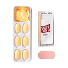 KISS ImPRESS Press-On Manicure Fake Nails, Lemon Zest - Short Length Butter Yellow, Round Shape, Polish-Free Solid Color Mani, Includes Prep Pad, Mini File, Manicure Stick, And 30 Fake Nails - trắng - Xem 3