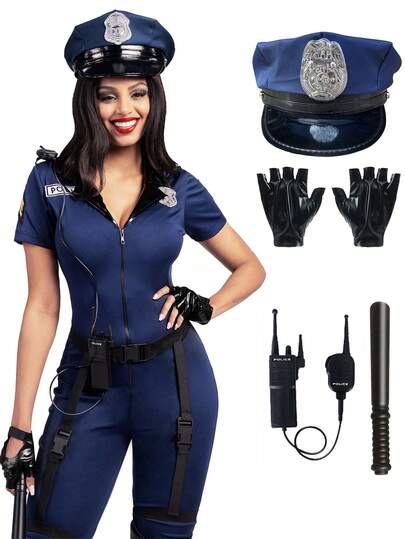 5pcs Set Features A Design Inspired By Female Officers And Is A Set Of Professional Officer Accessories. It Is Suitable For Role-Playing, Costume Events, Parties, Carnivals, Music Festivals, And Performances During Valentine's Day. These Accessories Are Suitable For Female Officers To Wear When Engaging In Role-Playing For A Date On Valentine's Night.
