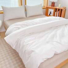 Soft Solid Color Duvet Cover Set, Bedding Set - Includes 1 Duvet Cover And 2 Pillow Shams, Suitable For Girls, Boys And Teenagers In Dorms, Fits Twin XL, Queen, King Size Beds (Duvet Insert And Sheets Not Included) - White - View 8