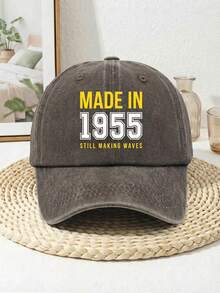 Casquette de baseball imprimée rétro "MADE IN 1955 Still Making Waves" - Casquette à bord incurvé ajustable unisexe, meilleur cadeau d'anniversaire/anniversaire pour les adultes nés en 1955, convient pour les promenades en extérieur et les rassemblements décontractés, la plage, les voyages - A - Voir 3