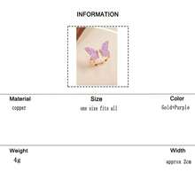 Anillo abierto con diseño de mariposa - Morado - Ver 6