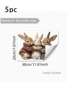 1/3/5pcs Easter Bunny Window Clings, 7.87x11.81 Inches, Static Cling, Modern Sweater Bunny Design, Blue And White, PVC, Suitable For Holiday Home Decor, Rabbit Accessories