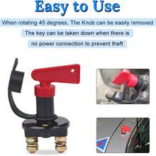 Disyuntor de CC, aislador de batería marina, disyuntor adecuado para barcos, embarcaciones pequeñas, yates, vehículos recreativos, camiones y vehículos - Negro - Ver 2