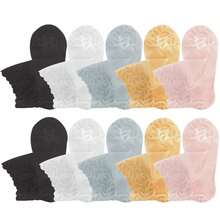 5 Pairs Women's Lace Transparent Lolita Invisible Summer Thin Non-Slip Low Cut Boat Sock Fashionable Breathable Soft Comfortable - Multicolor - View 10
