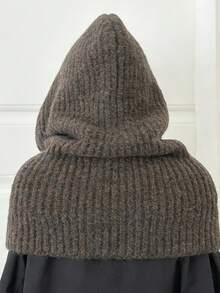 1件装女士拉法帽针织帽带围巾，保暖百搭，适合冬季度假装扮 - 摩卡色 - 查看 9