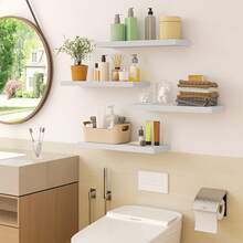 Tomnk Set Of 4/6/8 Floating Shelves, Bookshelves, Rustic Wood Finish Wall Shelves, Shelves For Wall Decor, With Invisible Brackets For Bathroom, Living Room,Bedroom And Kitchen - 彩色 - 查看 10