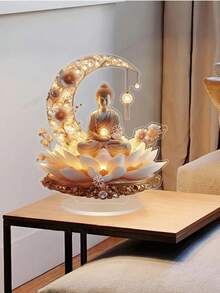 2D Flat Elegant Golden Buddha Statue, Lotus Acrylic Decoration – Desktop Figurine With Lighting Design, Suitable For Home & Garden, Ideal For Winter And Holiday Celebrations, No Power Supply Required - Multicolor - View 4