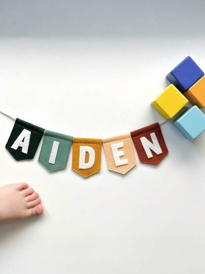 Small Felt Banner (Customizable Letters) - Personalized Flag Decor, Suitable For Nursery And Kids Room, Name Pennant Banner